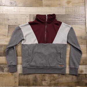 BKE Colorblock Quarter Zip Pullover Men’s Medium Burgundy Gray Casual BUCKLE